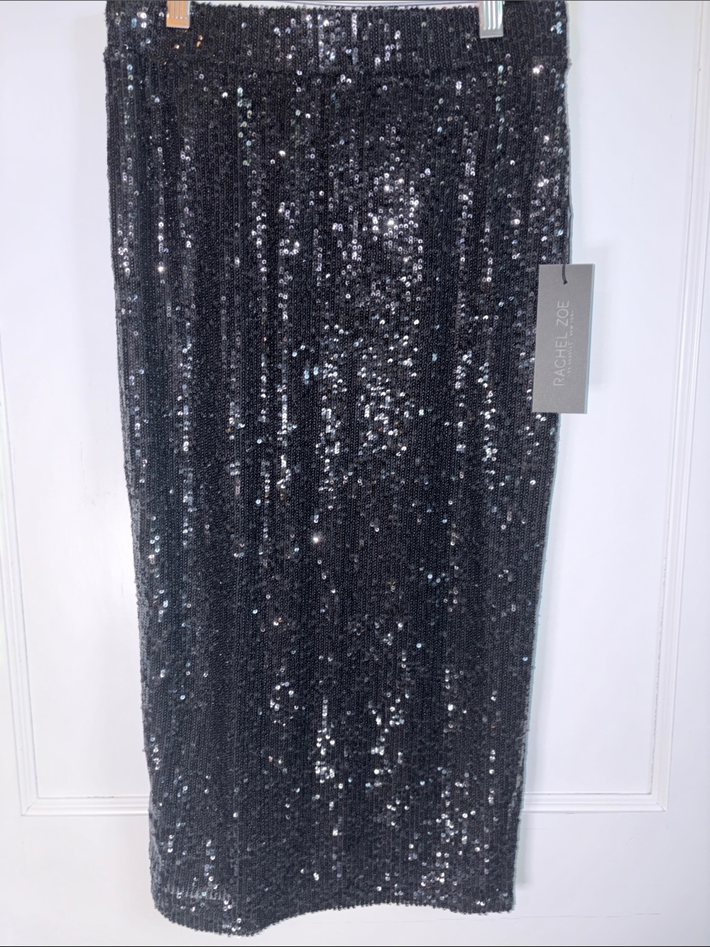 Rachel Zoe Black Sequin Midi Pencil Skirt